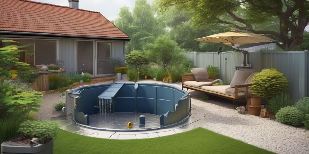 rainwater harvesting system in a garden