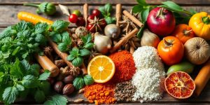 Natural ingredients for food preservation on a wooden table.